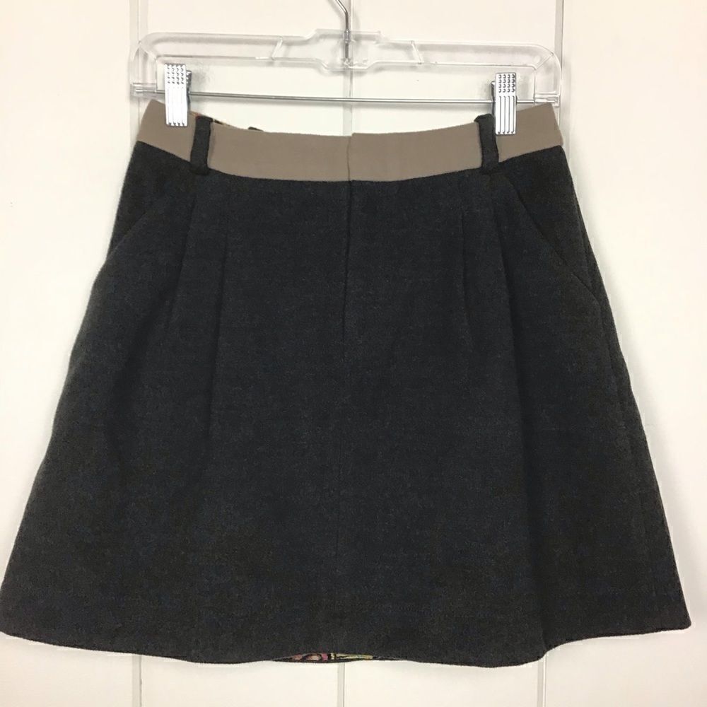 Rachel Roy Gray Tan Felt Mini Skirt, Pockets - 2‎